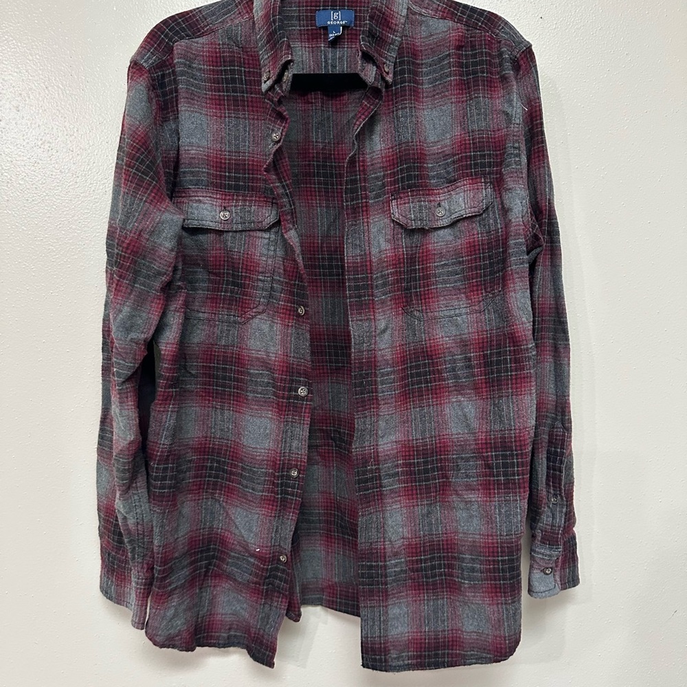 George Red and Gray Plaid Shirt